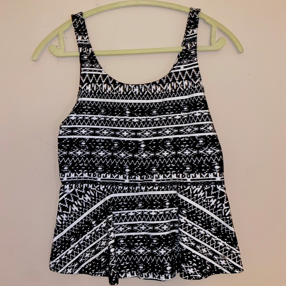 Express Small Tribal Tank Top black and white